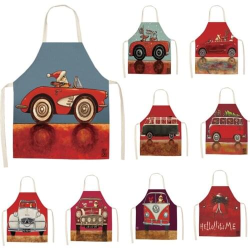 Cartoon Car Santa Claus PatternApron Ladies Apron Baking Apron Apron Kitchen Cooking Apron Mens Apron Cafe Kitchen Apron Ladies