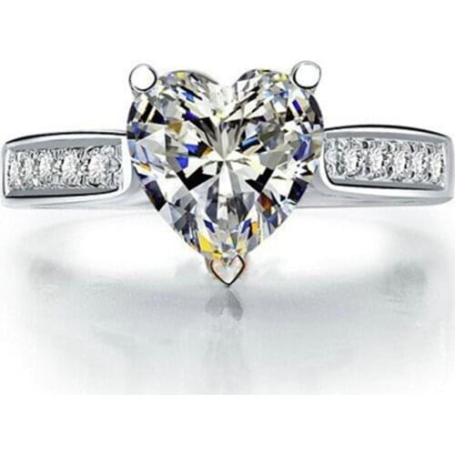 Forever Love Promise Ring 2Ct Heart Love Diamond Ring Genuine 925 Sterling Silver Ring Never Fade Jewelry