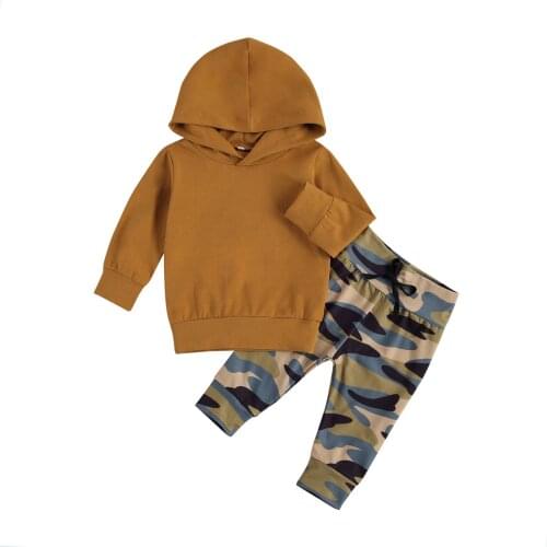 NewBorn Baby Clothes Set Solid Color Hoodie Pullover Tops + Floral Printed Pants Outfits for Boys Girls Suit Childrens Clothing