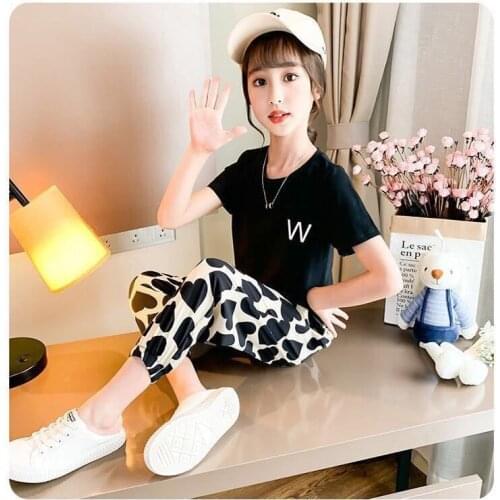 Teens Children Clothing Sets 2021 New Fashion Summer Girls Clothes Tops+ Love Pants 2pcs Outfits Suit Kids Clothes 4-12 Years