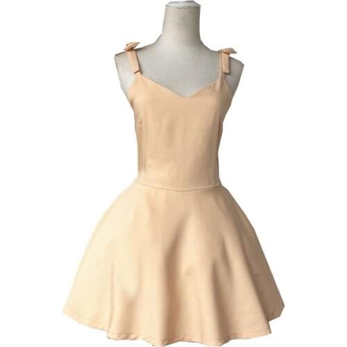 Asuka Langley Soryu Cosplay Costumes EVA Yellow Sexy Shoulder-Straps Dress Halloween Party Outfit for Women Girls