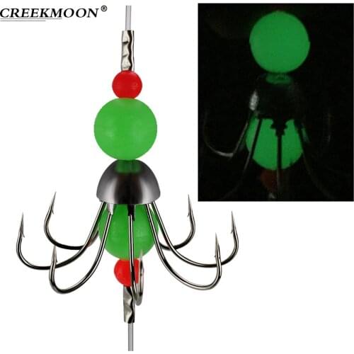 1pc 43cm/42g Luminous Squid Hook Eight-claw String Hook Saltwater Fishing Lure Night Fishing Octopus with Lead Jig Rigs