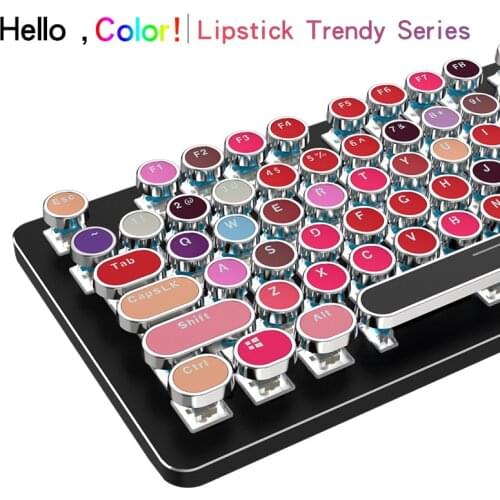 IIRROONN 104 Keys Mechanical Keyboard Green Axis Sexy Luxury Lipstick Trendy Girlfriend Birthday Gift Game Mechanical Keyboard