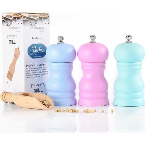 Mini Salt and Pepper Mill Manual Salt Grinder Stoving Varnish Craft Pepper Mills, Adjustable Ceramic Grinder