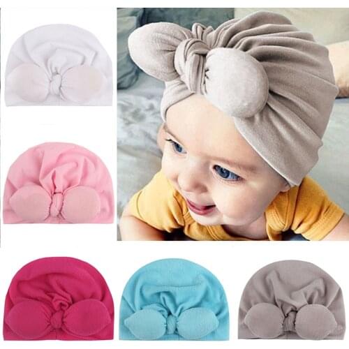 Soft Baby Hat Turban Winter Autumn Cute Bow Baby Girl Hat Beanie Infant Toddler Kids Bonnet Headwraps Newborn Photography Props