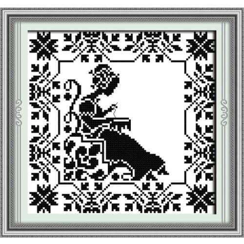 Monochrome embroidered mother cross stitch kit aida 14ct 11ct count printed canvas stitches embroidery DIY handmade needlework