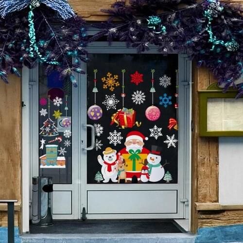 Santa Claus Christmas Windows Sticker Merry Christmas Decorations For Home 2020 Cristmas Windows Decor Xmas Navidad Noel Gifts