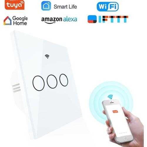 New Arrival Wifi Wall Smart Touch Switch EU Plug Light Switch 1 2 3 Gang 220V Tuya Smart Home Control Support Alexa Google Home