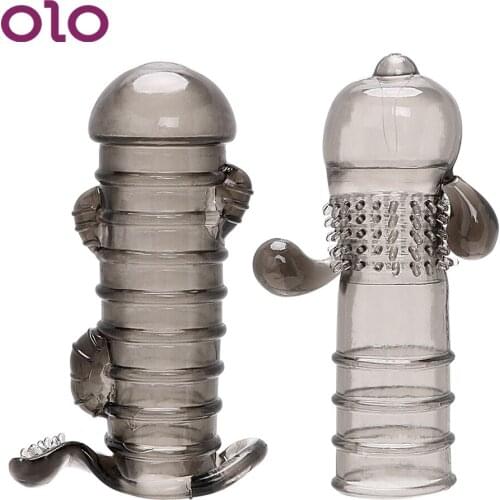 OLO Silicone Penis Sleeve Ring Reusable Condom Cock Rings Sex Toys for Men Penis Enlargement Clitoris Stimulator