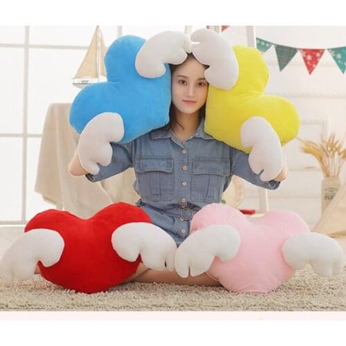 60cm Sweet Angel Heart Plush Pillow Soft Cartoon Heart Stuffed Handwarm Doll Sofa Bed Cushion Pillow Toys Lovers Christmas Gifts
