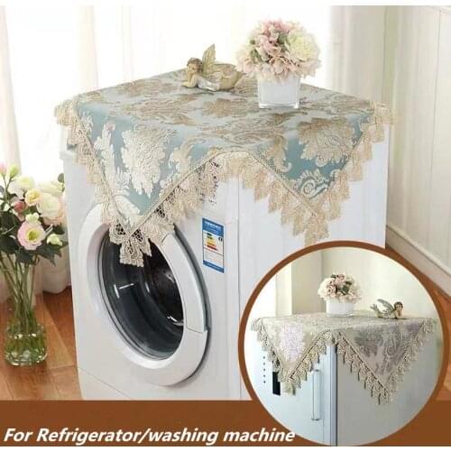 European style Blue/Champagne Lace Embroidered Jacquard Refrigerator/Washing machine Dust-proof Cover Home Decorative tablecloth