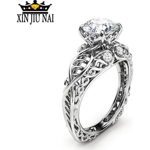Luxury Lines Cross Shape Wedding Ring For Woman Sliver Twist Classical Cubic Zirconia Girl Crystals Jewelry Couple Gift Rings