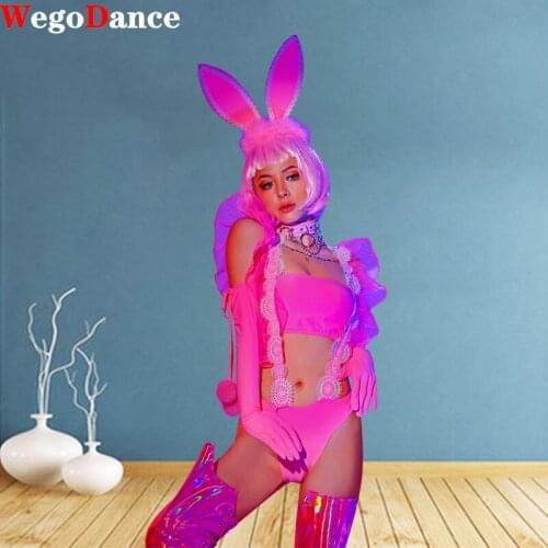 Bar Sexy Stage Costume Women Fashion Bunny Bikini Suit Ladies Rave Clothing Festival Outfit Dj Show Wear