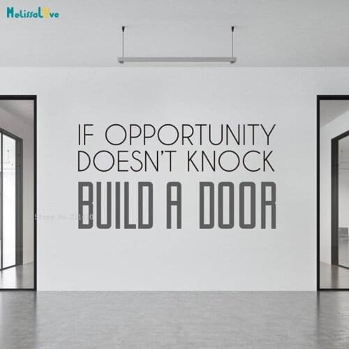 If Opportunity Doesn't Knock Build a door Wall Quotes Decals For Office Study Room Bedroom Removable Sticker YT1820