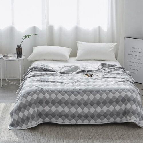 Gray knitted cotton Throw Blanket Rhombic for adults 100x150cm/150x200cm/180x200cm/200x230cm Blanket for Couch Black Thin Quilt