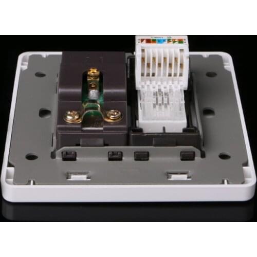 RJ45 Network Adapter+TV Antenna Coaxial Wall Mount Output Faceplate Panel Socket #Sep.07