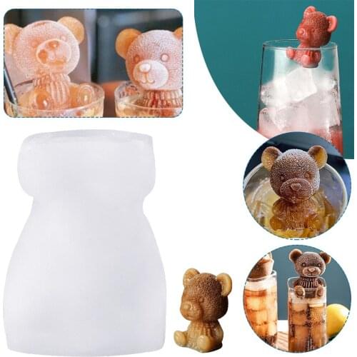Silicone 3D Bear Ice Mold Ice Cube Tray Molds for Tea Milk Coffee Soap Candle Mold Cake Baking Decoration Dropshipping