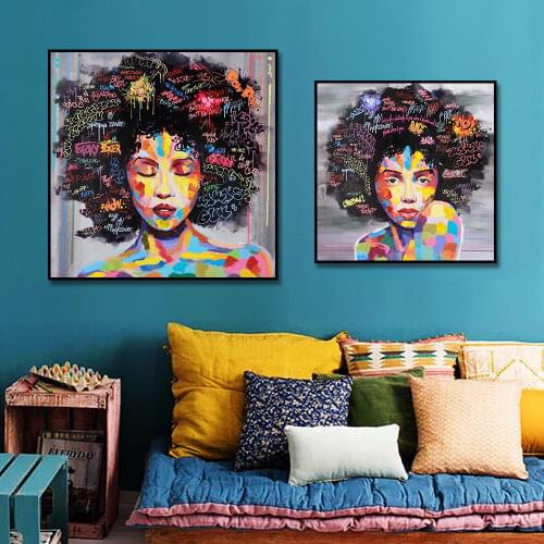 Street Graffiti Art Pretty Woman Portrait Canvas Painting Poster Print Wall Art Picture For Living Room Home Decor Frameless
