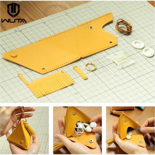 WUTA DIY Genuine Leather Coin Purse Storage Bags Keychain Pendant Decor Accessories Gift Zongzi Rice Dumplings Semi-finished Kit