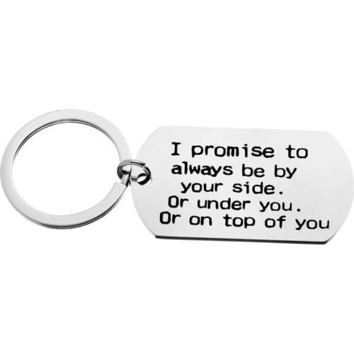 I Promise to Always Be Your Side Keychain Boyfriend Girlfriend Keyring Wife Husband Gifts for Birthday Anniversary