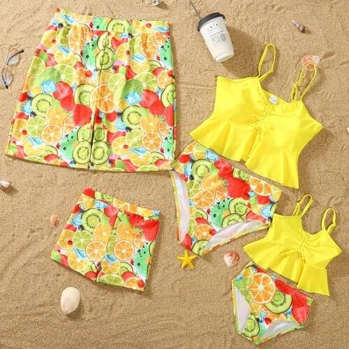 Women Girls Swimsuit Family Outfits Matching Swim Pants Shorts For Kids Boys Men Beachwear Bathing Suits