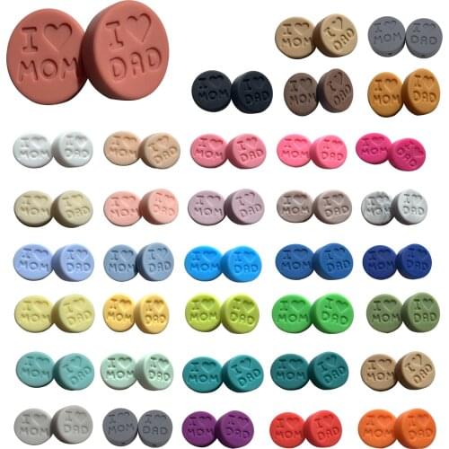 100pcs/lot BPA FREE Baby Silicone Bead Teething Teethers Nursing Toy I Love Mon/Dad letter Teether Beads Food Grade Silicone DIY