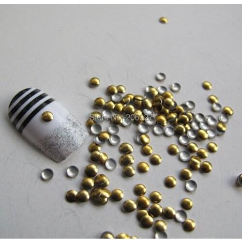 200pcs Cute S-23 3mm Nail Art Gold Round Metal Stud Nail Art Decoration