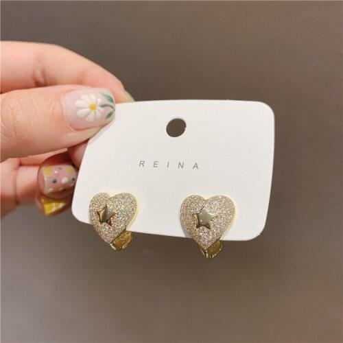 2021 New Tiny Geometric Round Love Stars Square Resin Rhinestones Fashion Design Stud Earrings for Women Girls Jewelry