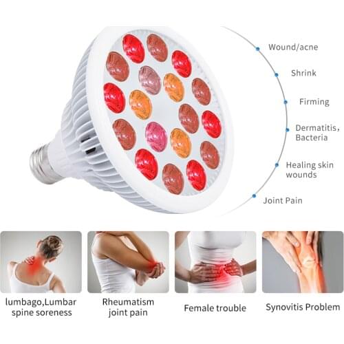 54Watt 810nm 830nm 850nm Near Infrared Lamp, Red Light Therapy Bulb E27 630nm 660nm for Skin and Pain Relief, Red Light Grow LED