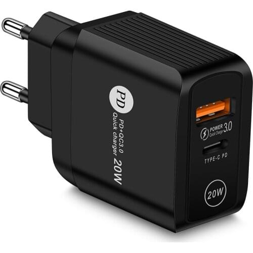 QC3.0 Phone Quick Charger Adapter 20W USB Type C Mobile Phone Fast Charging Charger Universal PD Chargers For iPhone Samsung