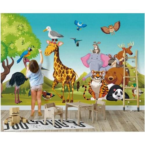 3d photo wallpaper custom mural Cute hand drawn cartoon forest animal childrens room decor wallpaper for walls 3 d in rolls