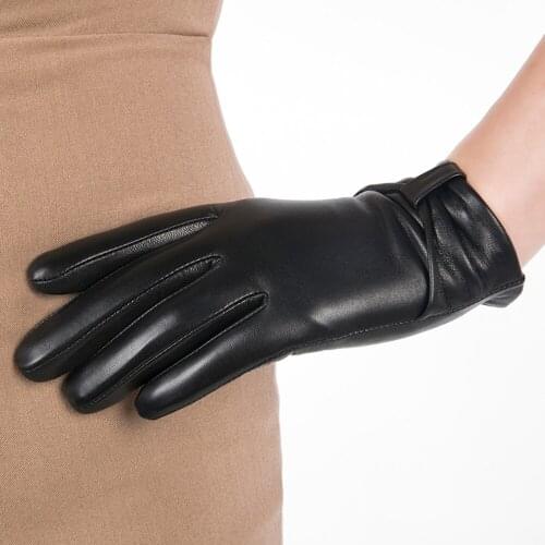 KLSS Brand Genuine Leather Touch Screen Women Gloves High Quality Goatskin Gloves Elegant Lady Sheepskin Glove Hot Trend W202