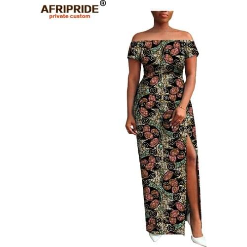 2018 AFRIPRIDE private custom african clothing autumn dress short sleeve maxi batik side-opening party dress for women A722538