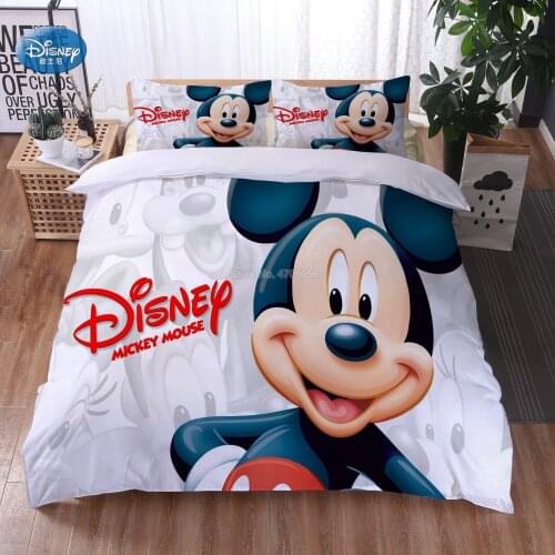 Disney Mickey Minnie mouse Cartoon Bedding Set Lovely Couple single Twin Full King Duvet Cover PillowCase Gift for Children