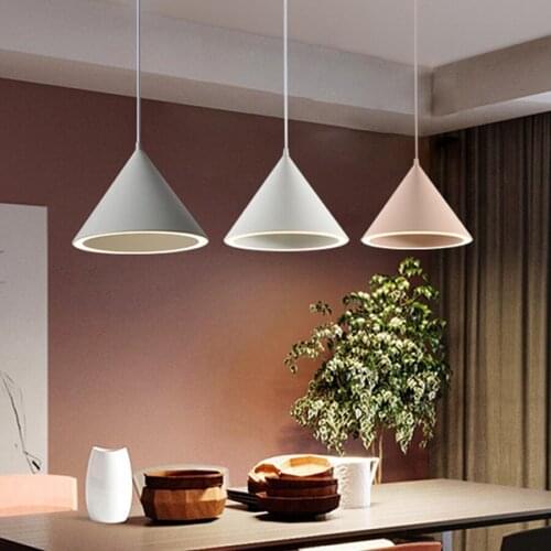 Thrisdar Nordic Round Led Pendant Light Fixture Modern Iron Hanging Lamp Cafe Bar Restaurant Suspension Pendant Lamps
