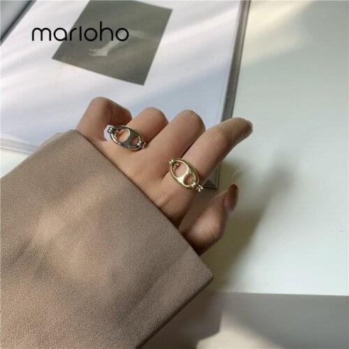 Marioho Fashion Pig Nose Opening Metal Ring For Women Hip Hop Exaggeration Niche Index Finger Ring Party Jewelry Gifts