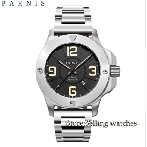Fashion Stlye Mens Watch Automatic Watch Parnis 47mm Sapphire Luminous Army Military Men Watch Mechanical Wristwatch