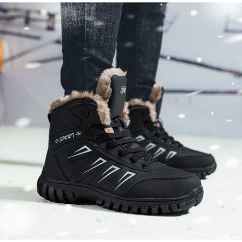 YIQITAZER Men Ankle Shoes Man Snow Boots Geniune Leather Warm Winter Boots Outdoor Men Boots Climbing Winter men Shoes Plus Size