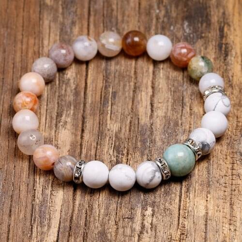 Natural Bamboo leaves With White Howlite Bracelet High Quality 10mm Amazonite Beads Bracelets For Women Jewelry Design New