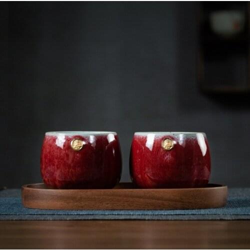 Newly-Married Marriage Festive Gifts Couples Cups Ceramic Kung Fu Tea Cup A Pair In Red Tea Cup Gift Box Bowl Bubble Tea Cup