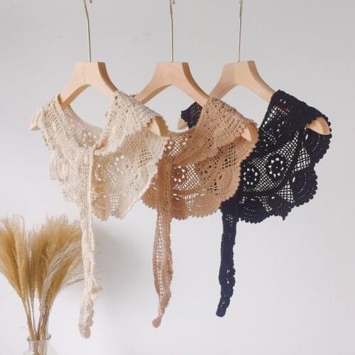 New Sunscreen Hand Crochet Cotton Product Fake Collar Hollow Tulle Lace Fabric Shawl Vest Shoulder Female Neckline Collar