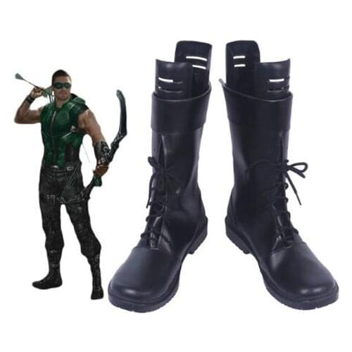Green Arrow Cosplay Boots Shoes for Adult Men Shoes Halloween Party Costume Accessories Custom Made