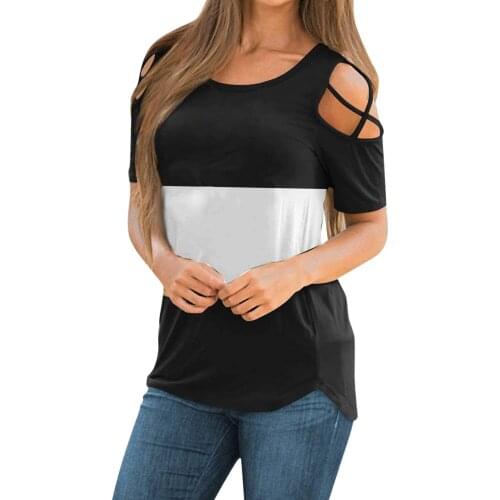 Plus Size Womens Tops And Blouses Womens Solid Stitching Strapless Round-neck T-shirt Casual Tops Blusas Mujer De Moda 2021