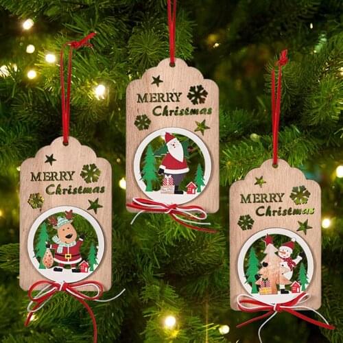 Christmas Ornaments Christmas Wooden Hollow Bowknot Pendant Christmas Tree Hanging Decor Pendant Scene Decoration
