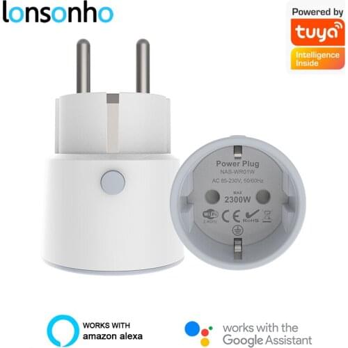 Lonsonho Smart Plug WiFi Socket Type F EU Plug 10A 16A Compact Size Tuya Smartlife Wireless Control Compatible Alexa Google Home