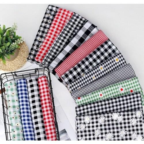 Rayon Poplin Printed Plaid Striped Fabric Soft Smooth Breathable For Baby Clothes Sleepwear Dress Pants DIY Telas 50X143cm