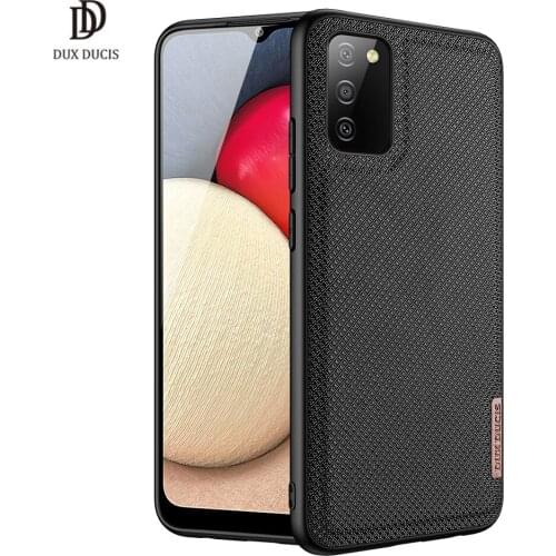 For Samsung Galaxy A02s DUX DUCIS Fino Series Woven Fabric Protecting Back Case Anti-Shock Non-Slip Original Slim Design