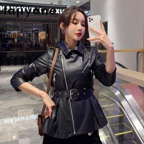 Jacket Leather Real Women 2021 Autumn Spring Genuine Sheepskin Coats Woman Jackets Female Clothes Mujer Chaqueta TN799