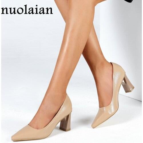 6.5CM Womens Summer Pump Shoes Dress Office High Heels Woman High Heel Shoes Leather Pumps Ladies Chaussure Dropshipping