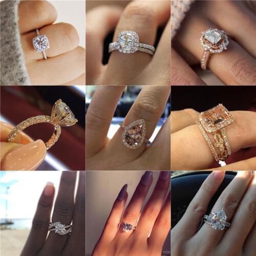 LETAPI Trendy Design Hot Sale White CZ Silver Color Rings AAA Zircon Wedding Rings for Women